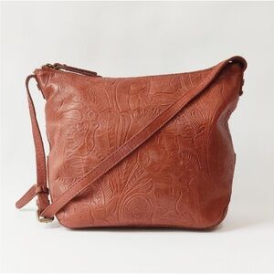 American Leather Co. The Dayton Crossbody Purse Floral Tooled Leather Western